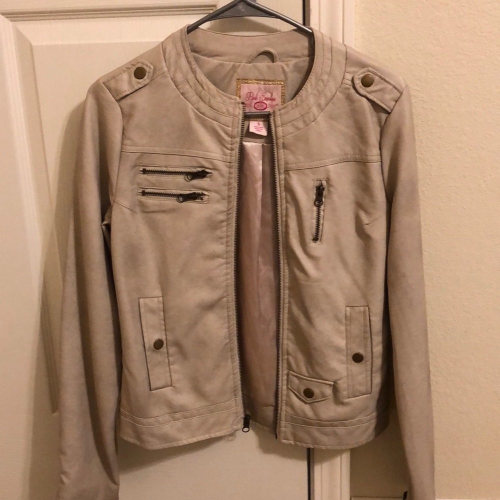 PINK ENVELOPE FAUX LEATHER JACKET